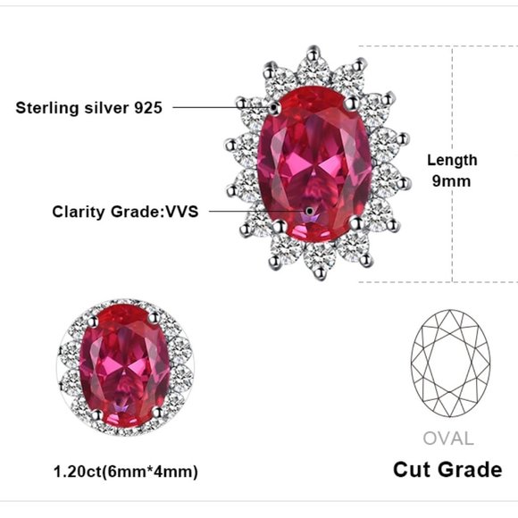 ❤️ 1.2ct Ruby Earrings - 925 Sterling Silver - Picture 8 of 9